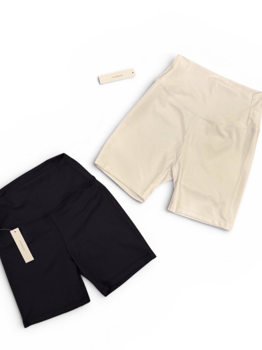 Ododos Women's Dark Navy and White High-Waisted Bike Shorts, XS-S